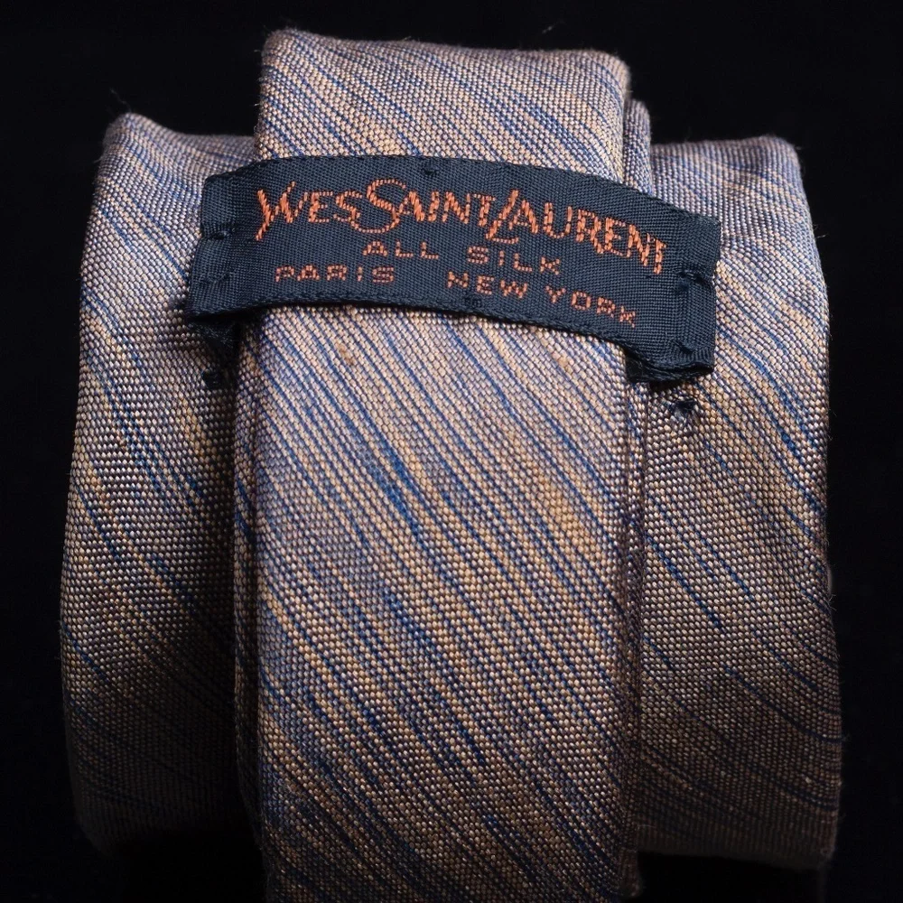 YSL Silk Tie | Iridescent Gold Textured Silk Necktie | Yves St. Laurent